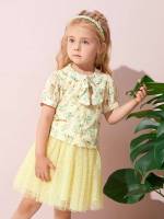 Floral Cute Regular Fit Short Sleeve Toddler Girl Two-piece Outfits 244