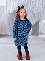  Zebra Stripe Round Neck Toddler Girls Clothing 4536