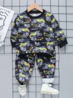 Round Neck Regular Fit Long Sleeve Casual Toddler Boys Clothing 6091