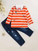 Ripped Long Sleeve Casual Toddler Boys Clothing 1055