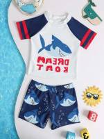 High Neck Cartoon Cute Toddler Boy Swimwear 100