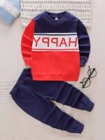 Round Neck Long Sleeve Regular Fit Toddler Boy Two-piece Outfits 848