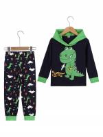 Long Sleeve Multicolor Dinosaur Hooded Kids Clothing 52