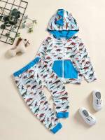 Long Sleeve Multicolor Hooded Toddler Boys Clothing 8272