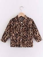 Collar Casual Leopard Toddler Boys Outerwear 9166