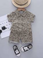  Leopard Casual Short Sleeve Toddler Boys Clothing 7746