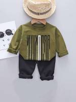 Letter Multicolor Round Neck Toddler Boy Two-piece Outfits 3139