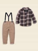 Plaid Long Sleeve Regular Fit Toddler Boys Clothing 6457