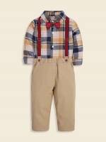  Regular Fit Collar Plaid Toddler Boy Two-piece Outfits 4410