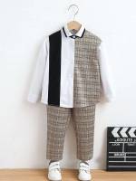 Casual Multicolor Long Sleeve Plaid Kids Clothing 2426