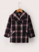  Multicolor Shawl Collar Plaid Kids Clothing 3723