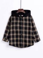 Hooded Plaid Casual Button Front Toddler Boys Outerwear 4534