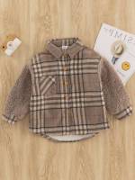 Regular Fit Plaid Preppy Button Toddler Boys Outerwear 6453