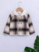 Plaid Collar Double Button Toddler Boys Clothing 2560