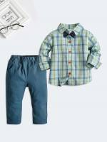 Plaid Collar Regular Fit Multicolor Kids Clothing 2506