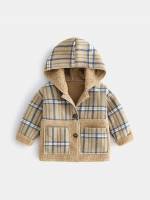 Hooded Plaid Casual Regular Fit Kids Clothing 3428