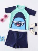  Cartoon High Neck Toddler Boy Swimwear 956