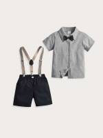 Multicolor Preppy Collar Colorblock Kids Clothing 5042