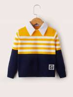 Regular Fit Contrast Collar Multicolor Toddler Boys Clothing 1072