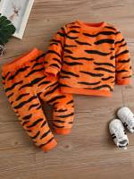 Round Neck Zebra Stripe Regular Fit Toddler Boys Clothing 222