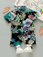  Short Sleeve Multicolor Button Front Toddler Boys Clothing 899