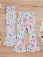 Multicolor Boho Regular Fit Tie Dye Toddler Girls Bottoms 8624