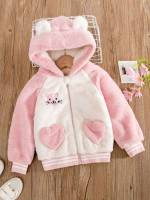  Embroidery Multicolor Hooded Toddler Girls Outerwear 4928