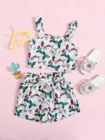  Regular Fit Straps Sleeveless Toddler Girls Clothing 2996