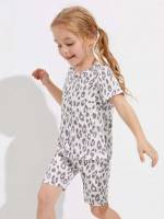 Multicolor Casual Round Neck Toddler Girls Clothing 2609