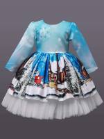 Multicolor Belted Glamorous Regular Fit Toddler Girls Clothing 3906