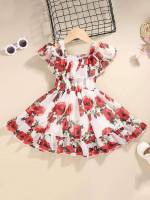 Short Floral Short Sleeve Multicolor Toddler Girls Clothing 294