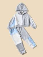 Colorblock Regular Fit Long Sleeve Hooded Kids Clothing 155