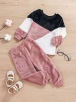   Colorblock Toddler Girl Two-piece Outfits 2856