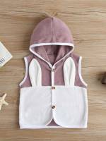 Colorblock Hooded Regular Fit Casual Toddler Girls Outerwear 2569