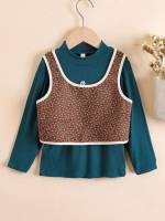 Casual Stand Collar Long Sleeve Toddler Girls Clothing 337