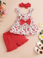 Multicolor Boho Sleeveless Regular Fit Toddler Girl Two-piece Outfits 8962