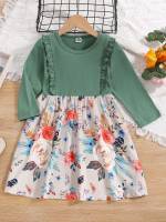 Short Round Neck Frill Kids Clothing 1188