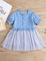 Round Neck Ruffle Cute Kids Clothing 499