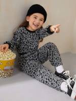 Long Sleeve Regular Fit Leopard Kids Clothing 7936