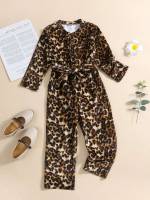  Round Neck Multicolor Leopard Kids Clothing 1901