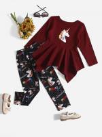 Asymmetrical Casual Long Sleeve Toddler Girls Clothing 7809