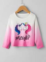 Multicolor Casual Cartoon Toddler Girls Tops 506