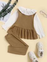  Long Sleeve Multicolor Colorblock Toddler Girl Two-piece Outfits 8122