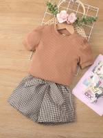  Round Neck Gingham Toddler Girls Clothing 6450