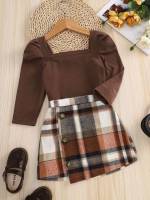  Asymmetrical Square Neck Long Sleeve Kids Clothing 2594