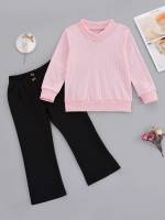 Regular Fit  Button Toddler Girls Knitwear 1028