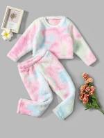  Regular Fit Round Neck Multicolor Toddler Girl Two-piece Outfits 7638