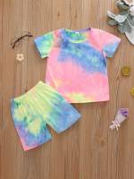  Short Sleeve Multicolor Casual Toddler Girls Clothing 4294