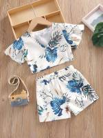 Boho V neck Wrap Short Sleeve Kids Clothing 577