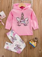 Regular Fit Cartoon Long Sleeve Toddler Girl Two-piece Outfits 1271